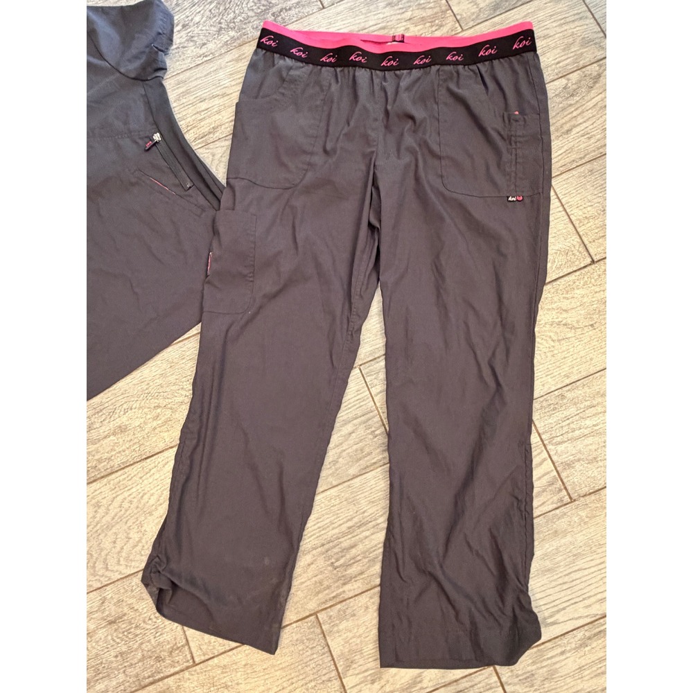 Koi Lite Scrub Set 2 pc XL Top Gray 720 XL Petite Pants Slim Fit Uniform Spirit - Picture 10 of 16